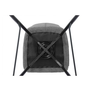 Swivel counter stool CROFT - Donkergrijze stof - Zwarte metalen poten - Hoogte 103 cm - Design/industriële stijl