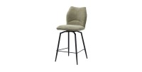 Draaibare barkruk CROFT - Zandbeige stof - Zwarte metalen poten - Hoogte 103 cm - Design/industriële stijl