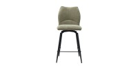 Chaise de comptoir pivotante CROFT – Tissu beige sable – Pieds en métal noir – Hauteur 103 cm – Style design/industriel