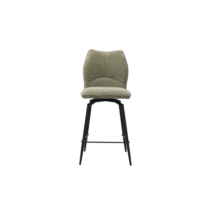 Silla de mostrador giratoria CROFT – Tela beige arena – Patas de metal negro – Altura 103 cm – Estilo diseño/industrial
