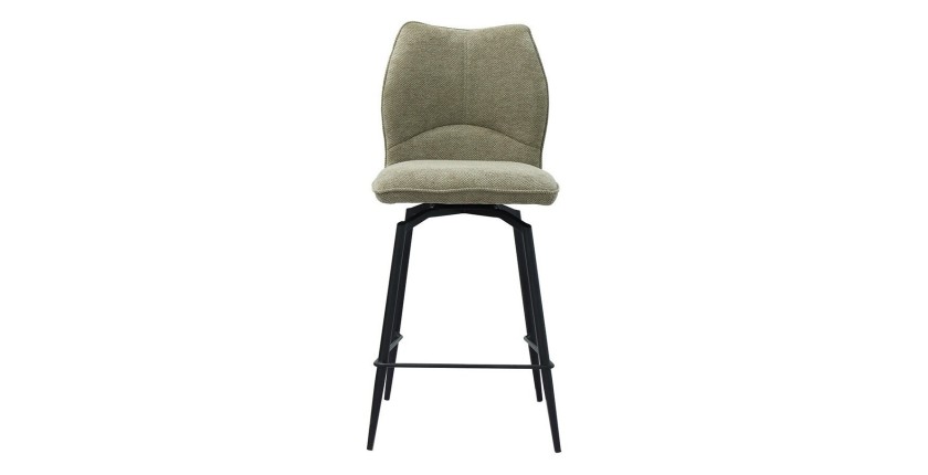 Draaibare barkruk CROFT - Zandbeige stof - Zwarte metalen poten - Hoogte 103 cm - Design/industriële stijl