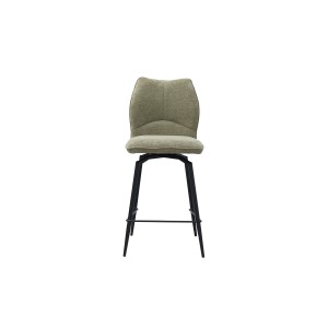 Draaibare barkruk CROFT - Zandbeige stof - Zwarte metalen poten - Hoogte 103 cm - Design/industriële stijl