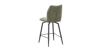 Chaise de comptoir pivotante CROFT – Tissu beige sable – Pieds en métal noir – Hauteur 103 cm – Style design/industriel