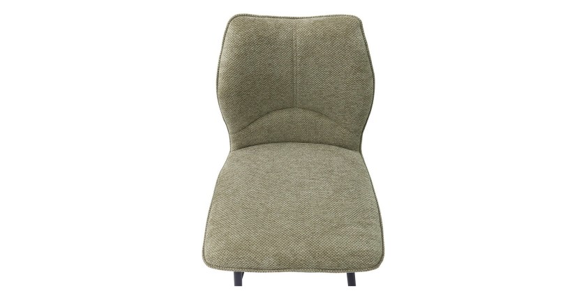 Chaise de comptoir pivotante CROFT – Tissu beige sable – Pieds en métal noir – Hauteur 103 cm – Style design/industriel
