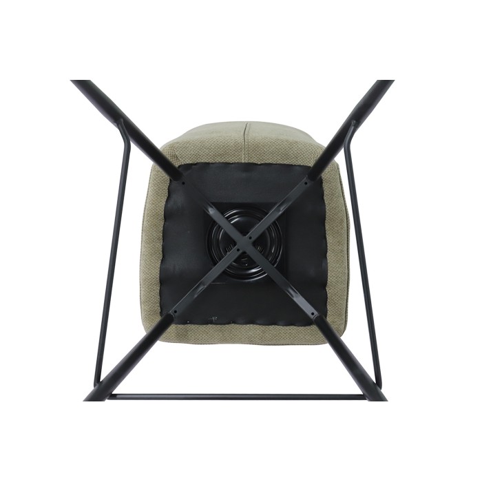 Silla de mostrador giratoria CROFT – Tela beige arena – Patas de metal negro – Altura 103 cm – Estilo diseño/industrial