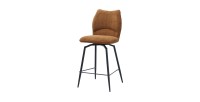 Chaise de comptoir pivotante CROFT – Tissu marron rouille – Pieds en métal noir – Hauteur 103 cm – Style design/industriel