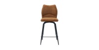 Draaibare toonbankstoel CROFT - Roestbruine stof - Zwarte metalen poten - Hoogte 103 cm - Design/industriële stijl