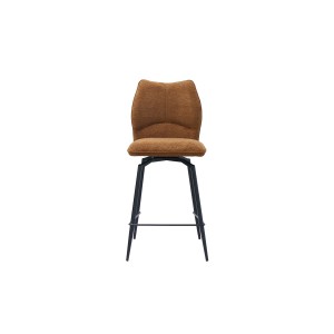 Chaise de comptoir pivotante CROFT – Tissu marron rouille – Pieds en métal noir – Hauteur 103 cm – Style design/industriel