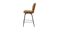 Chaise de comptoir pivotante CROFT – Tissu marron rouille – Pieds en métal noir – Hauteur 103 cm – Style design/industriel
