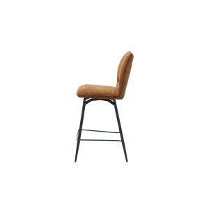Chaise de comptoir pivotante CROFT – Tissu marron rouille – Pieds en métal noir – Hauteur 103 cm – Style design/industriel