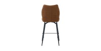 Chaise de comptoir pivotante CROFT – Tissu marron rouille – Pieds en métal noir – Hauteur 103 cm – Style design/industriel