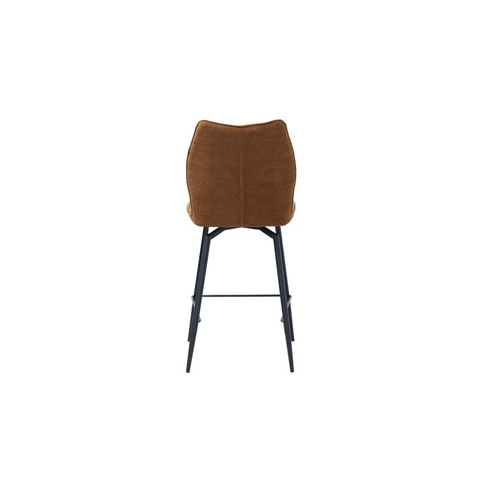 Chaise de comptoir pivotante CROFT – Tissu marron rouille – Pieds en métal noir – Hauteur 103 cm – Style design/industriel