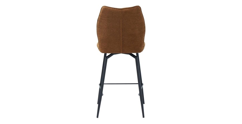 Chaise de comptoir pivotante CROFT – Tissu marron rouille – Pieds en métal noir – Hauteur 103 cm – Style design/industriel