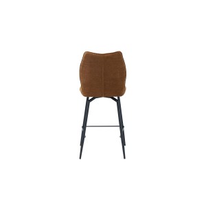 Chaise de comptoir pivotante CROFT – Tissu marron rouille – Pieds en métal noir – Hauteur 103 cm – Style design/industriel