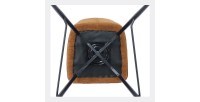 Chaise de comptoir pivotante CROFT – Tissu marron rouille – Pieds en métal noir – Hauteur 103 cm – Style design/industriel