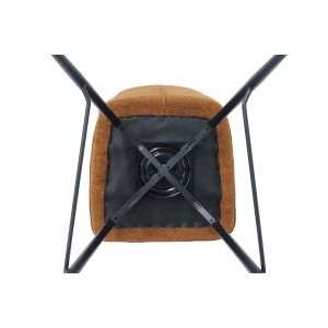 Draaibare toonbankstoel CROFT - Roestbruine stof - Zwarte metalen poten - Hoogte 103 cm - Design/industriële stijl