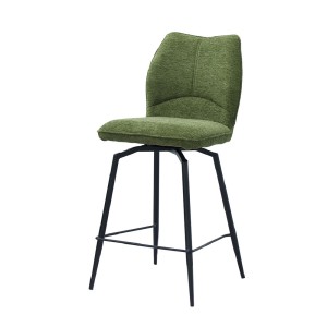 Sedia da banco girevole CROFT - Tessuto verde - Gambe in metallo nero - Altezza 103 cm - Stile design/industriale