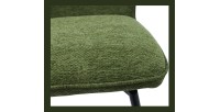 Chaise de comptoir pivotante CROFT – Tissu vert – Pieds en métal noir – Hauteur 103 cm – Style design/industriel