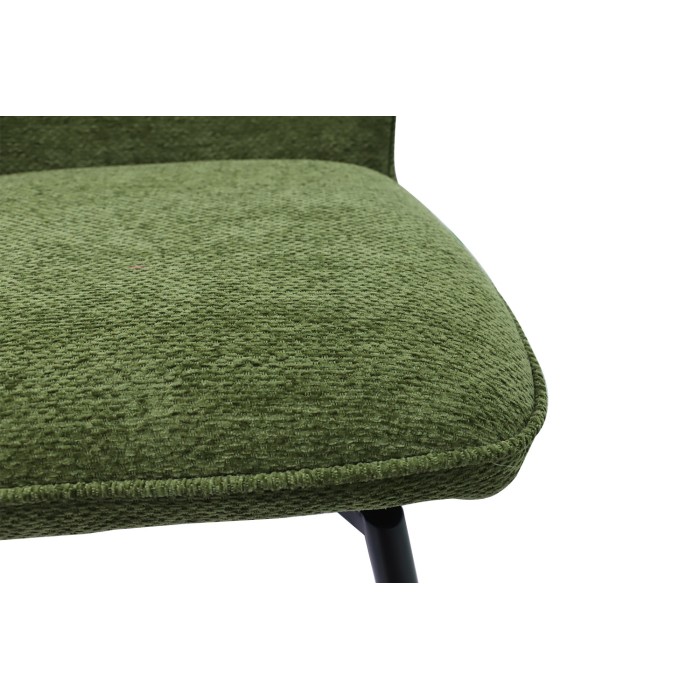 Sedia da bancone girevole CROFT – Tessuto verde – Piedi in metallo nero – Altezza 103 cm – Stile design/industriale