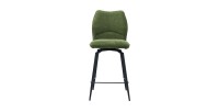 Chaise de comptoir pivotante CROFT – Tissu vert – Pieds en métal noir – Hauteur 103 cm – Style design/industriel