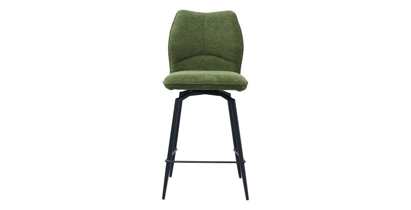 Sedia da banco girevole CROFT - Tessuto verde - Gambe in metallo nero - Altezza 103 cm - Stile design/industriale