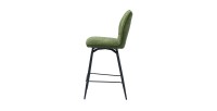 Chaise de comptoir pivotante CROFT – Tissu vert – Pieds en métal noir – Hauteur 103 cm – Style design/industriel