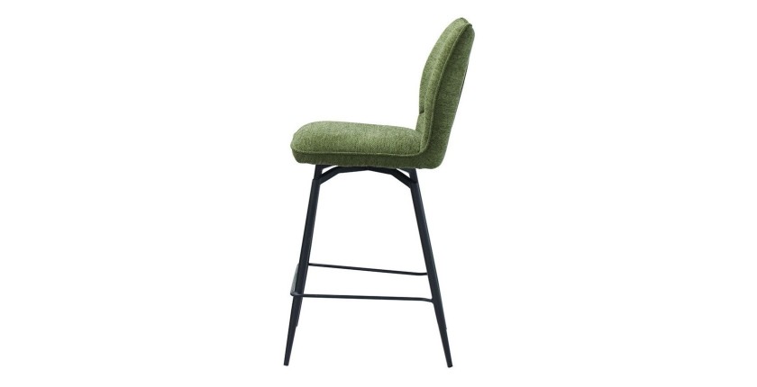Sedia da banco girevole CROFT - Tessuto verde - Gambe in metallo nero - Altezza 103 cm - Stile design/industriale
