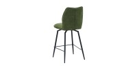 Chaise de comptoir pivotante CROFT – Tissu vert – Pieds en métal noir – Hauteur 103 cm – Style design/industriel
