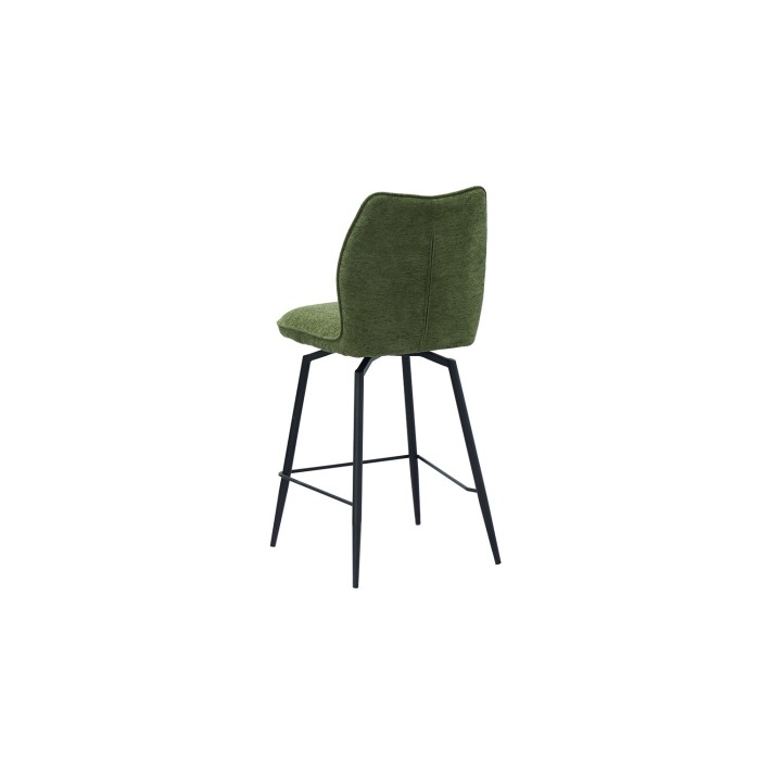 Sedia da bancone girevole CROFT – Tessuto verde – Piedi in metallo nero – Altezza 103 cm – Stile design/industriale