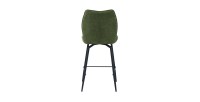 Chaise de comptoir pivotante CROFT – Tissu vert – Pieds en métal noir – Hauteur 103 cm – Style design/industriel