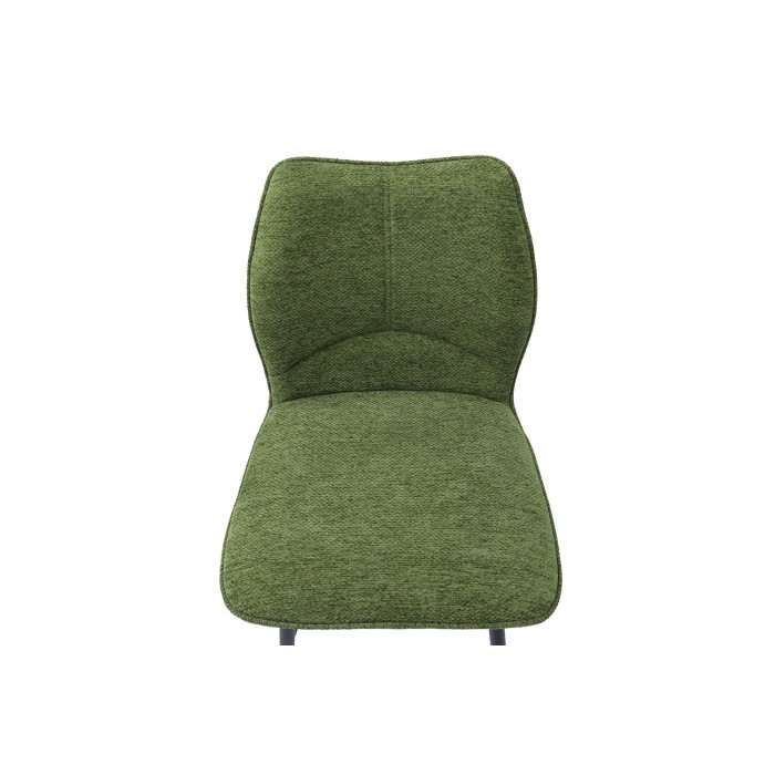 Sedia da bancone girevole CROFT – Tessuto verde – Piedi in metallo nero – Altezza 103 cm – Stile design/industriale