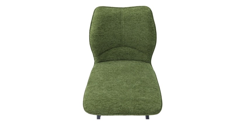 Chaise de comptoir pivotante CROFT – Tissu vert – Pieds en métal noir – Hauteur 103 cm – Style design/industriel