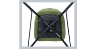 Chaise de comptoir pivotante CROFT – Tissu vert – Pieds en métal noir – Hauteur 103 cm – Style design/industriel