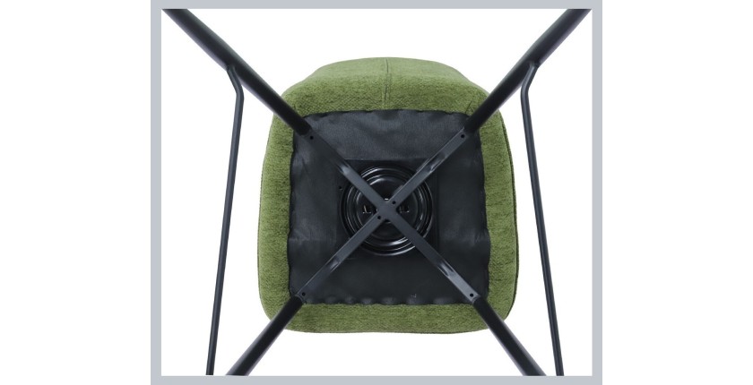 Sedia da banco girevole CROFT - Tessuto verde - Gambe in metallo nero - Altezza 103 cm - Stile design/industriale