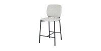 Chaise de comptoir RITA – Tissu beige – Pieds en métal noir – Hauteur 99 cm – Style design/industriel