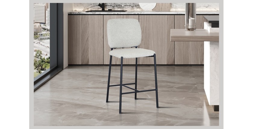 Counter-Stuhl RITA – Beiger Stoff – Schwarze Metallbeine – Höhe 99 cm – Design-/Industriestil