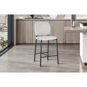 Counter-Stuhl RITA – Beiger Stoff – Schwarze Metallbeine – Höhe 99 cm – Design-/Industriestil