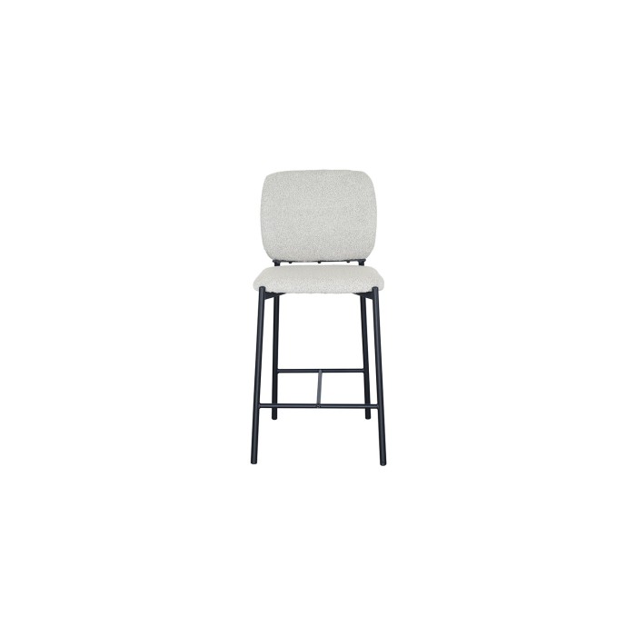 Sedia da banco RITA – Tessuto beige – Gambe in metallo nero – Altezza 99 cm – Stile design/industriale