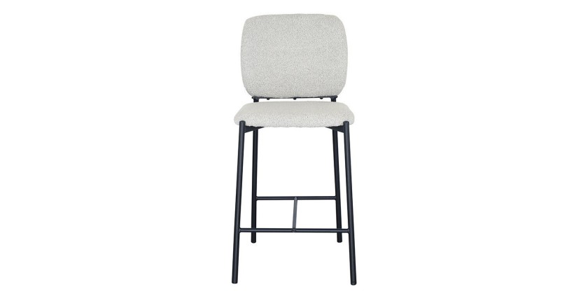 Chaise de comptoir RITA – Tissu beige – Pieds en métal noir – Hauteur 99 cm – Style design/industriel