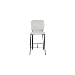 Chaise de comptoir RITA – Tissu beige – Pieds en métal noir – Hauteur 99 cm – Style design/industriel