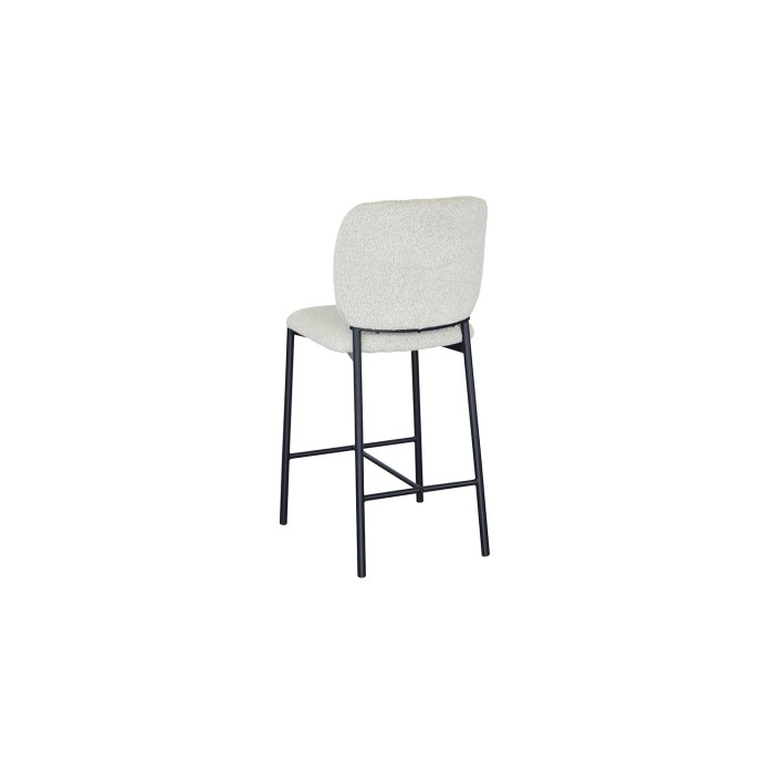 Chaise de comptoir RITA – Tissu beige – Pieds en métal noir – Hauteur 99 cm – Style design/industriel