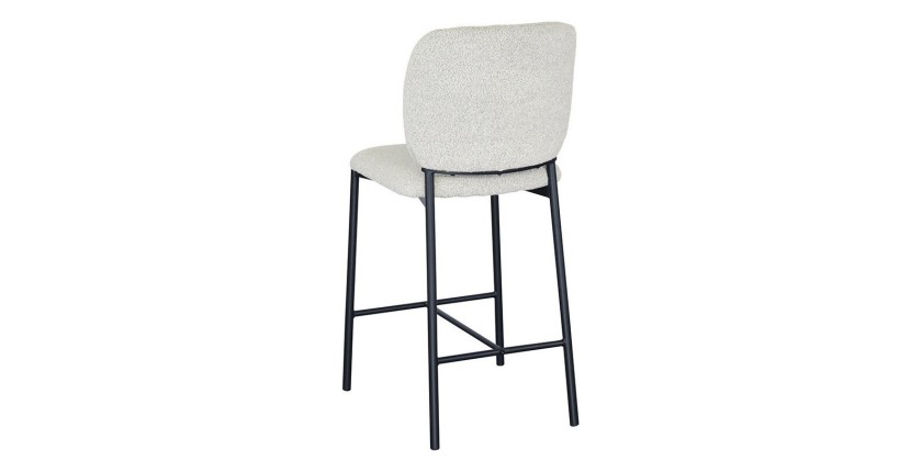 Chaise de comptoir RITA – Tissu beige – Pieds en métal noir – Hauteur 99 cm – Style design/industriel