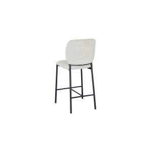 Chaise de comptoir RITA – Tissu beige – Pieds en métal noir – Hauteur 99 cm – Style design/industriel