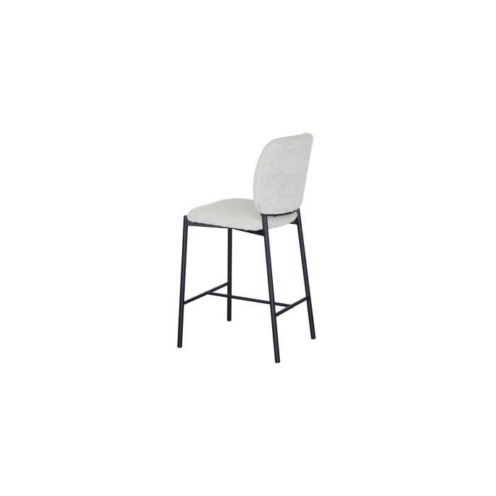 Sedia da banco RITA – Tessuto beige – Gambe in metallo nero – Altezza 99 cm – Stile design/industriale