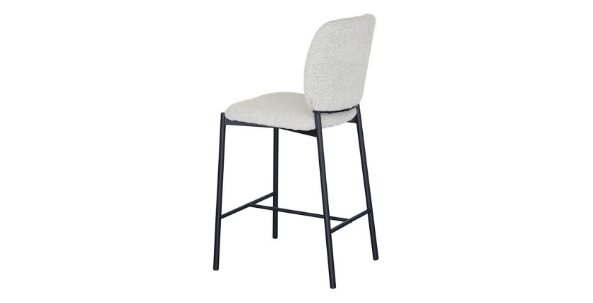 Chaise de comptoir RITA – Tissu beige – Pieds en métal noir – Hauteur 99 cm – Style design/industriel
