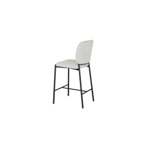 Chaise de comptoir RITA – Tissu beige – Pieds en métal noir – Hauteur 99 cm – Style design/industriel