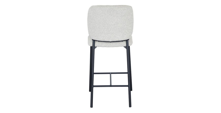 Chaise de comptoir RITA – Tissu beige – Pieds en métal noir – Hauteur 99 cm – Style design/industriel