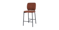 Sedia da bancone RITA – Tessuto marrone ruggine – Gambe in metallo nero – Altezza 99 cm – Stile design/industriale