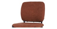 Chaise de comptoir RITA – Tissu marron rouille – Pieds en métal noir – Hauteur 99 cm – Style design/industriel