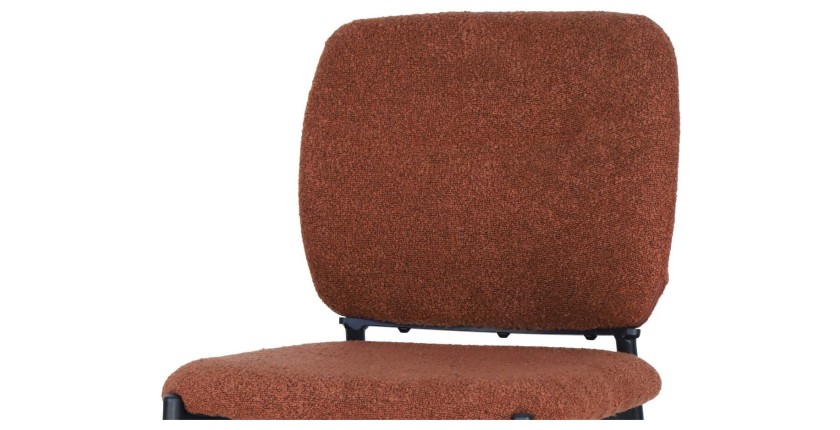 Chaise de comptoir RITA – Tissu marron rouille – Pieds en métal noir – Hauteur 99 cm – Style design/industriel